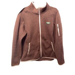 LL Bean Sweater Fleece Full Zip Up Jacket Raisin Brown Womens 1X Plus